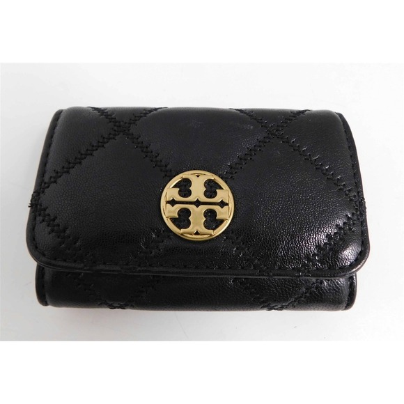 Tory Burch Handbags - Tory Burch Black Quilted Leather Small Credit Card Wallet
